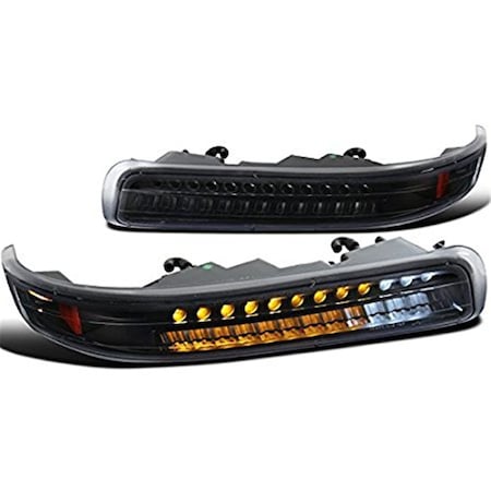 Overtime 1999-2002 Chevy Silverado LED Bumper Lights - Black & Amber OV1187842